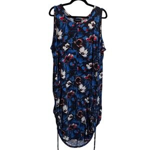 Lane Bryant blue black floral‎ long knit dress sz 22/24